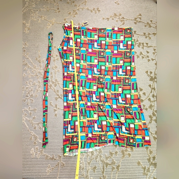 Custom Cut & Sewn - Colorful Geometric Dress with Sash - Picture 16 of 16